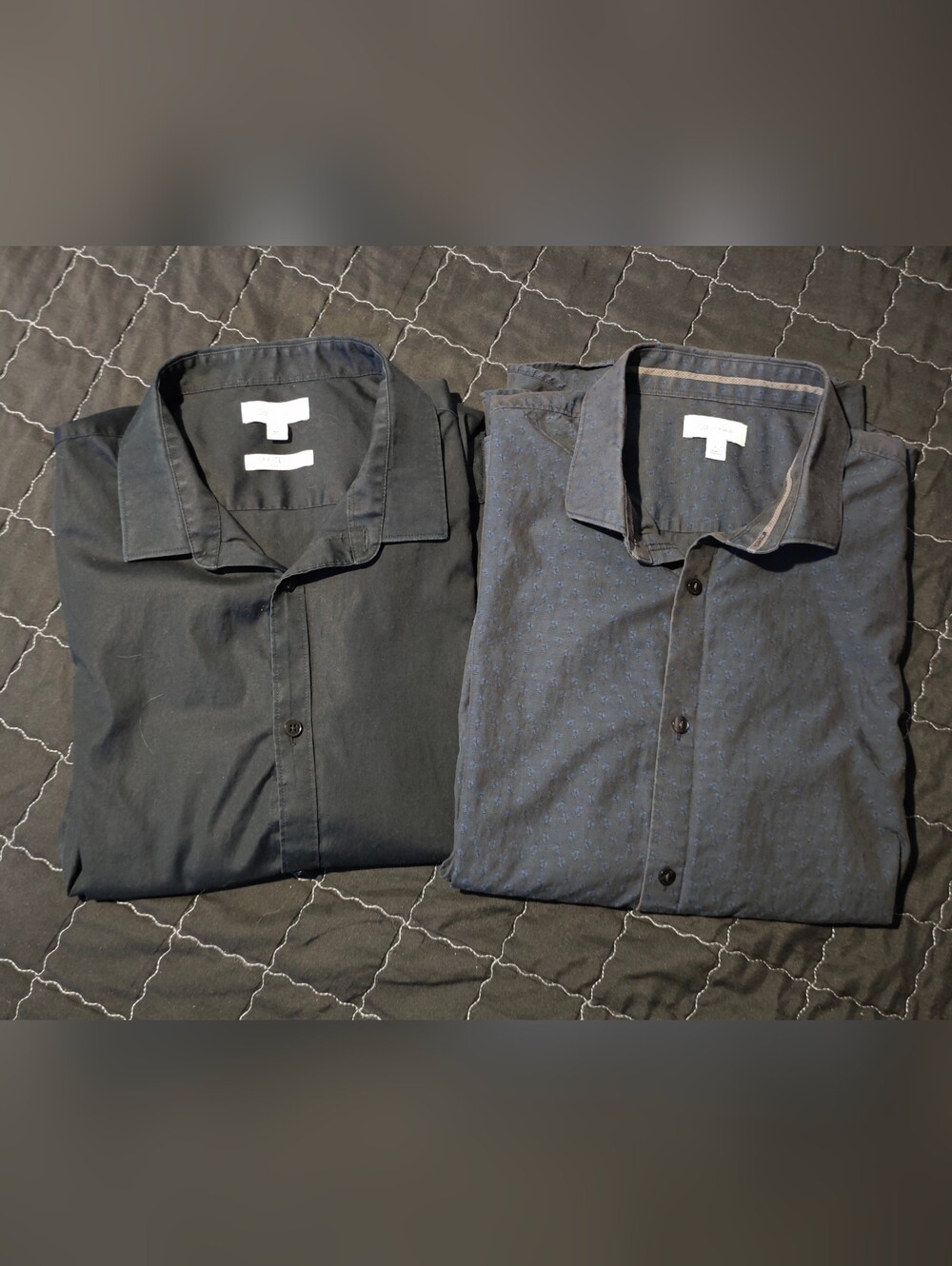 Lot of 2 Calvin Klein Men's Long-Sleeve Button-Down Dress Shirt — Black Size XL